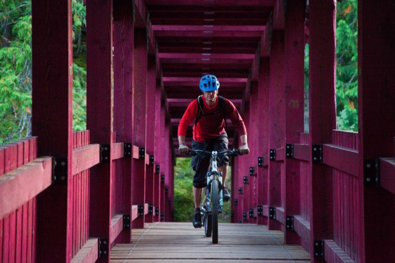 One of two covered bridges on the River Trail in Kaslo. Photo by Peter Moynes.