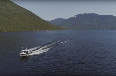 A fishing charter boat on Kootenay Lake, BC.