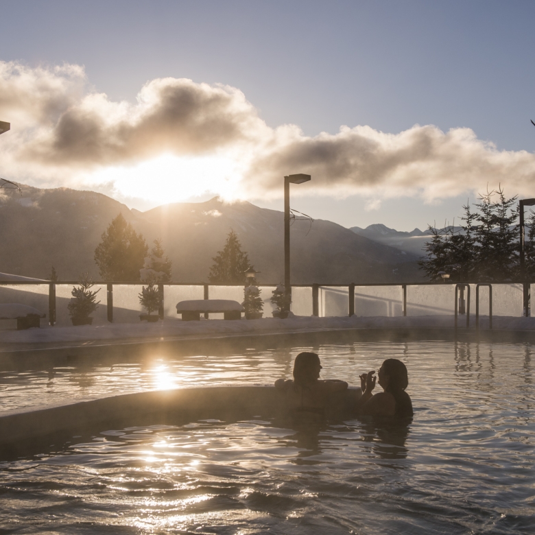 People relaxing in Ainsworth Hot Springs Resort